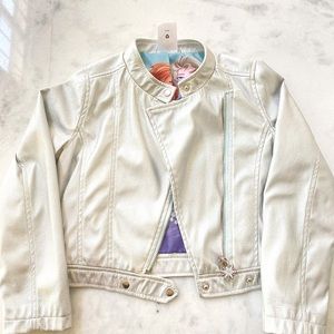 Girls Size 4/5 Disney Frozen Silver Bomber Jacket